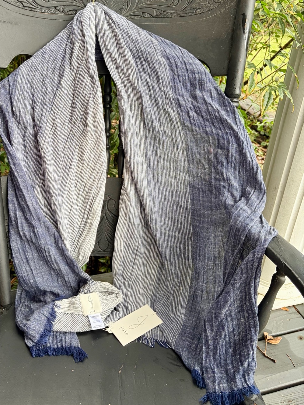 NWT JOIE Blue & White Striped Lightweight Throw Scarf - Versatile